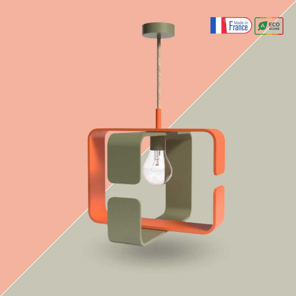 Lampe Suspension Bicolore acier recyclé 100% fabrication française - collection BO X