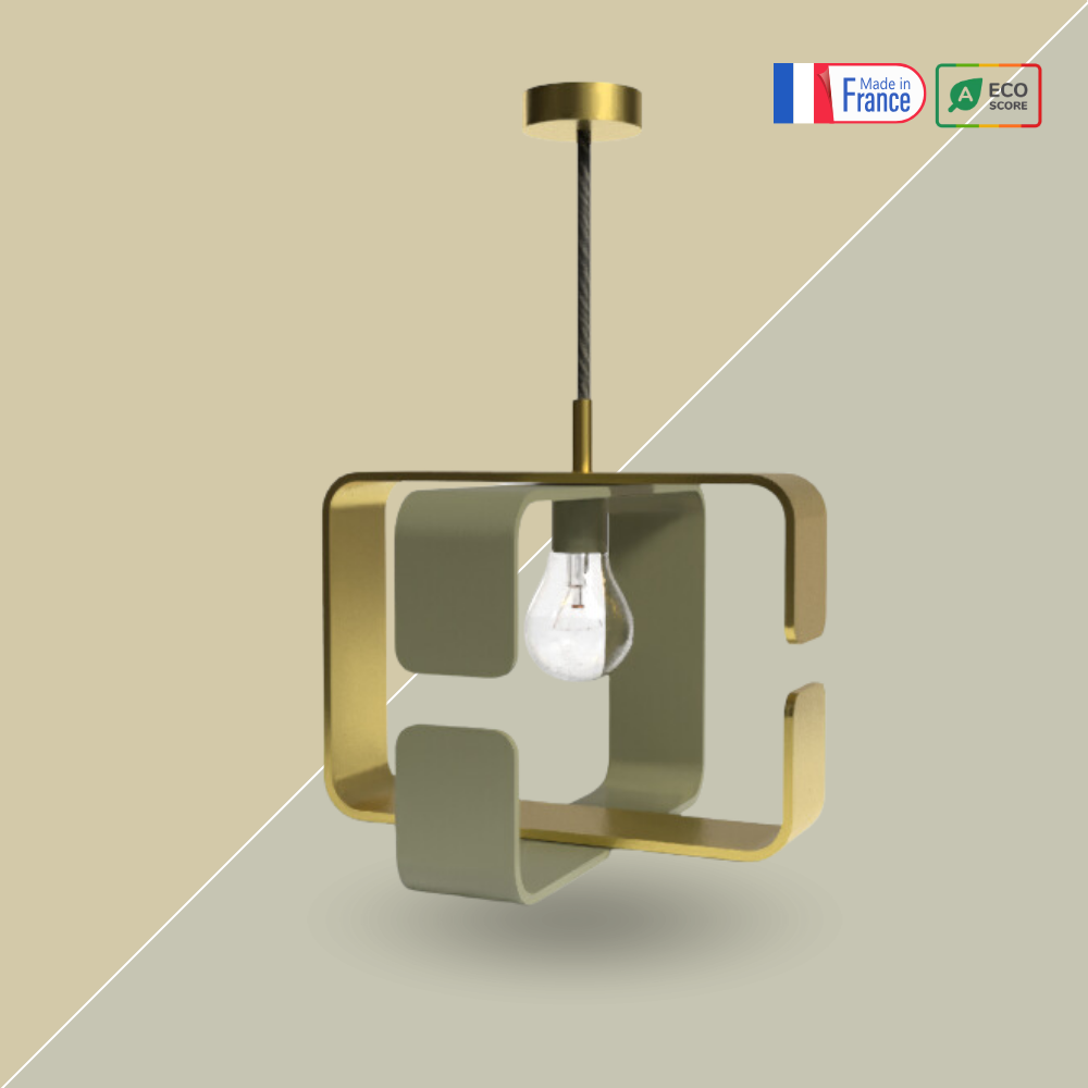 Lampe Suspension Bicolore acier recyclé 100% fabrication française - collection BO X