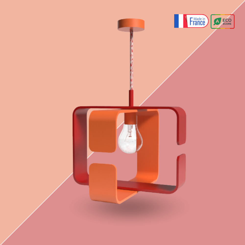 Lampe Suspension Bicolore acier recyclé 100% fabrication française - collection BO X