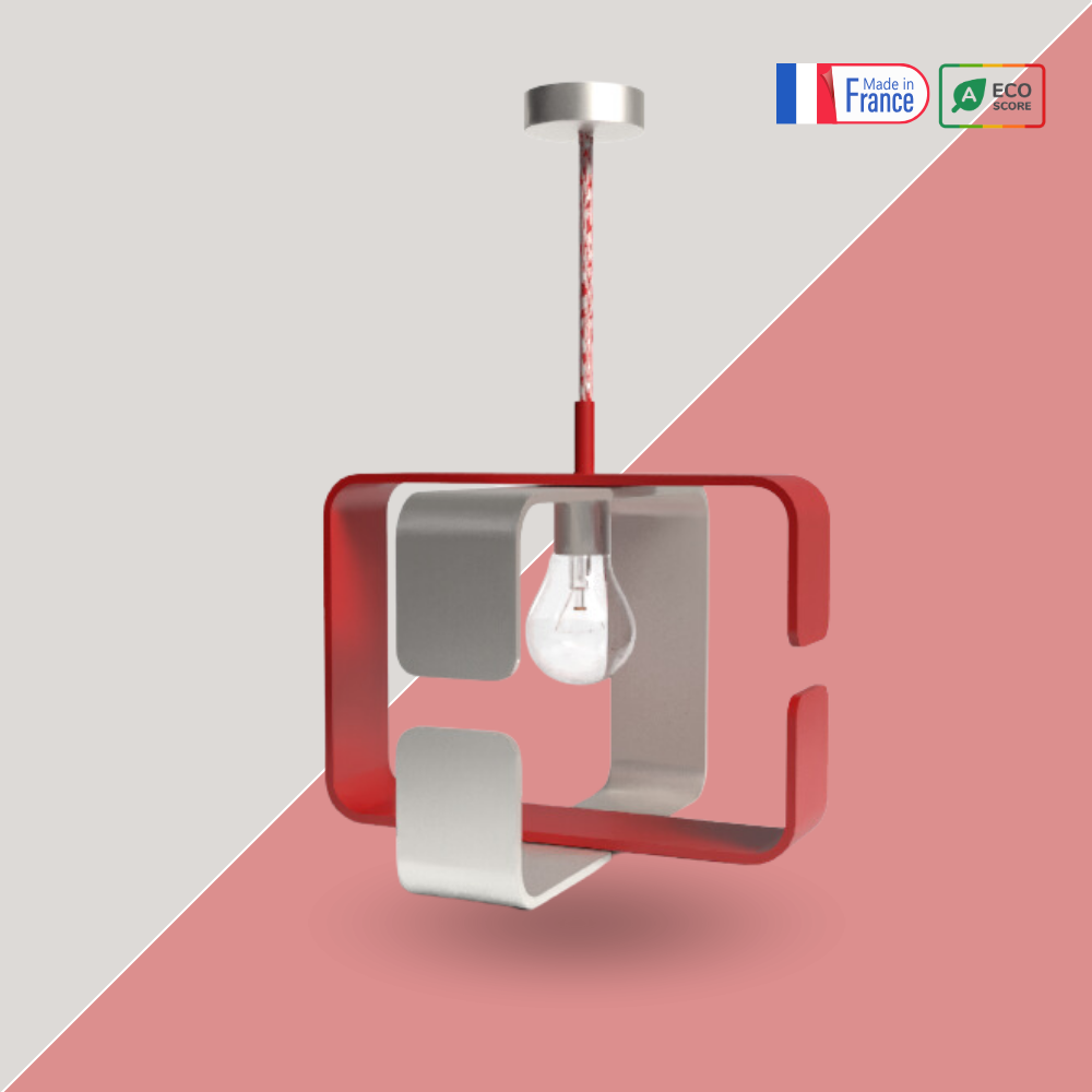 Lampe Suspension Bicolore acier recyclé 100% fabrication française - collection BO X