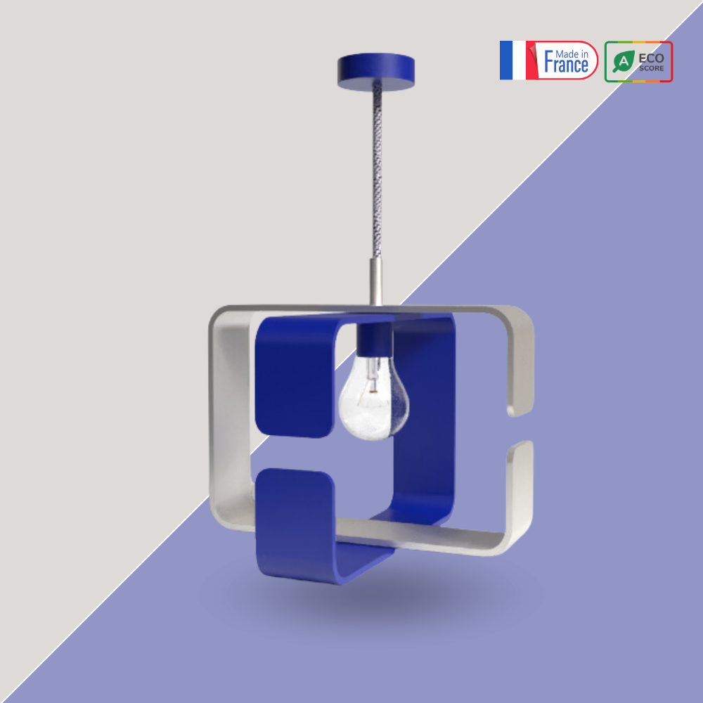 Lampe Suspension Bicolore acier recyclé 100% fabrication française - collection BO X