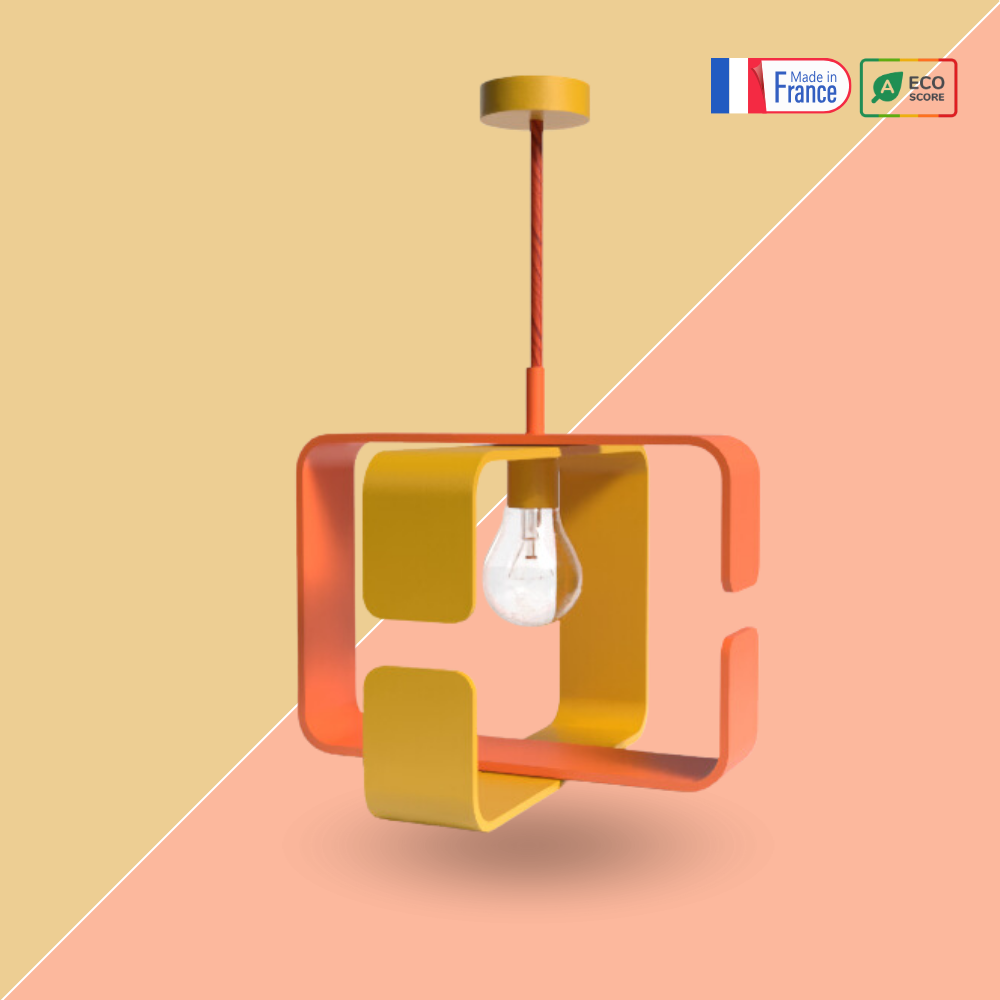 Lampe Suspension Bicolore acier recyclé 100% fabrication française - collection BO X