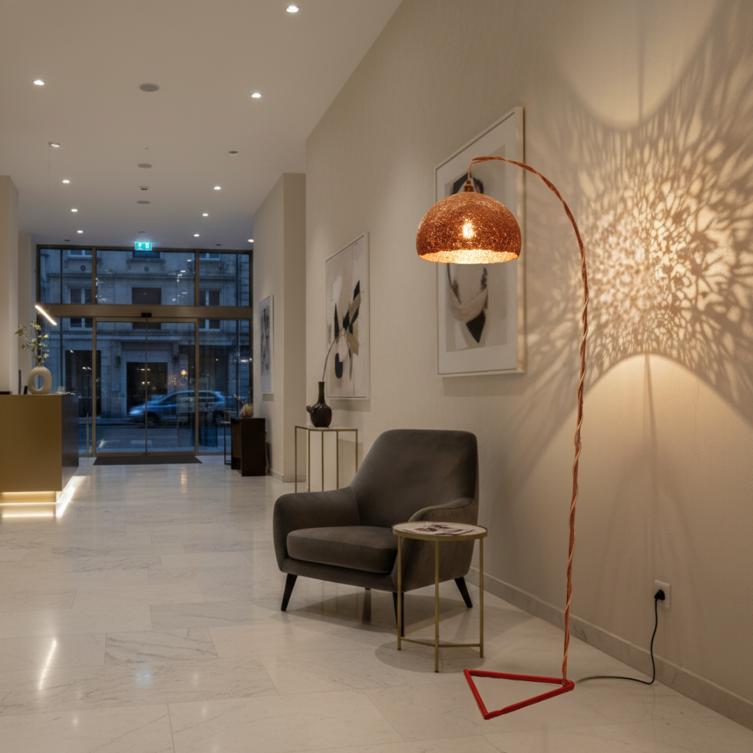 Lampadaire en carton de réemploie collection artisanale 100% française modèle BOLLE