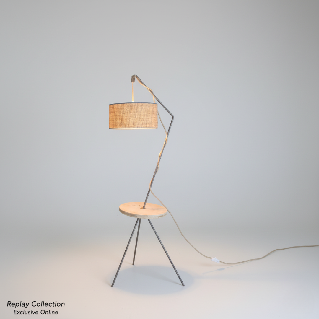Lampadaire artisanale 100% fabrication française et matière de réemploie modèle REPLAY